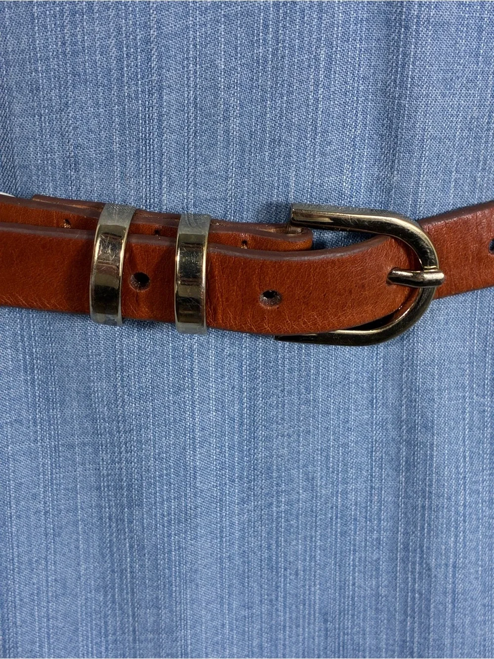 Banana Republic Womens belt Sz XS Tan Genuine Leather Gold-Tone Buckle